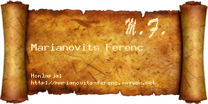 Marianovits Ferenc névjegykártya
